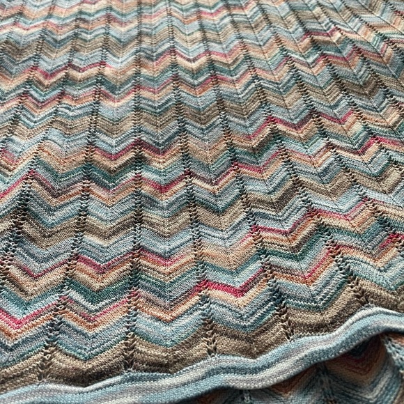 BCBGMaxAzria Jenn Chevron Multicolor Knit Midi Halter Dress Boho Dress Small - Picture 7 of 13